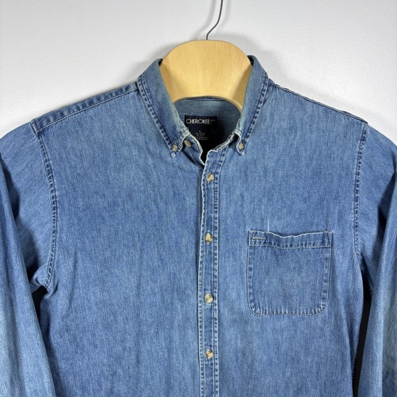 Cherokee Brand Other - Vintage Cherokee Brand Mens Denim Button Down Shirt Medium Wash Blue Cotton